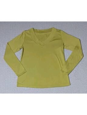 J Jill Pima Cotton Crossover Vneck Tee Womens Size MP Pea Green Long Sleeve Soft